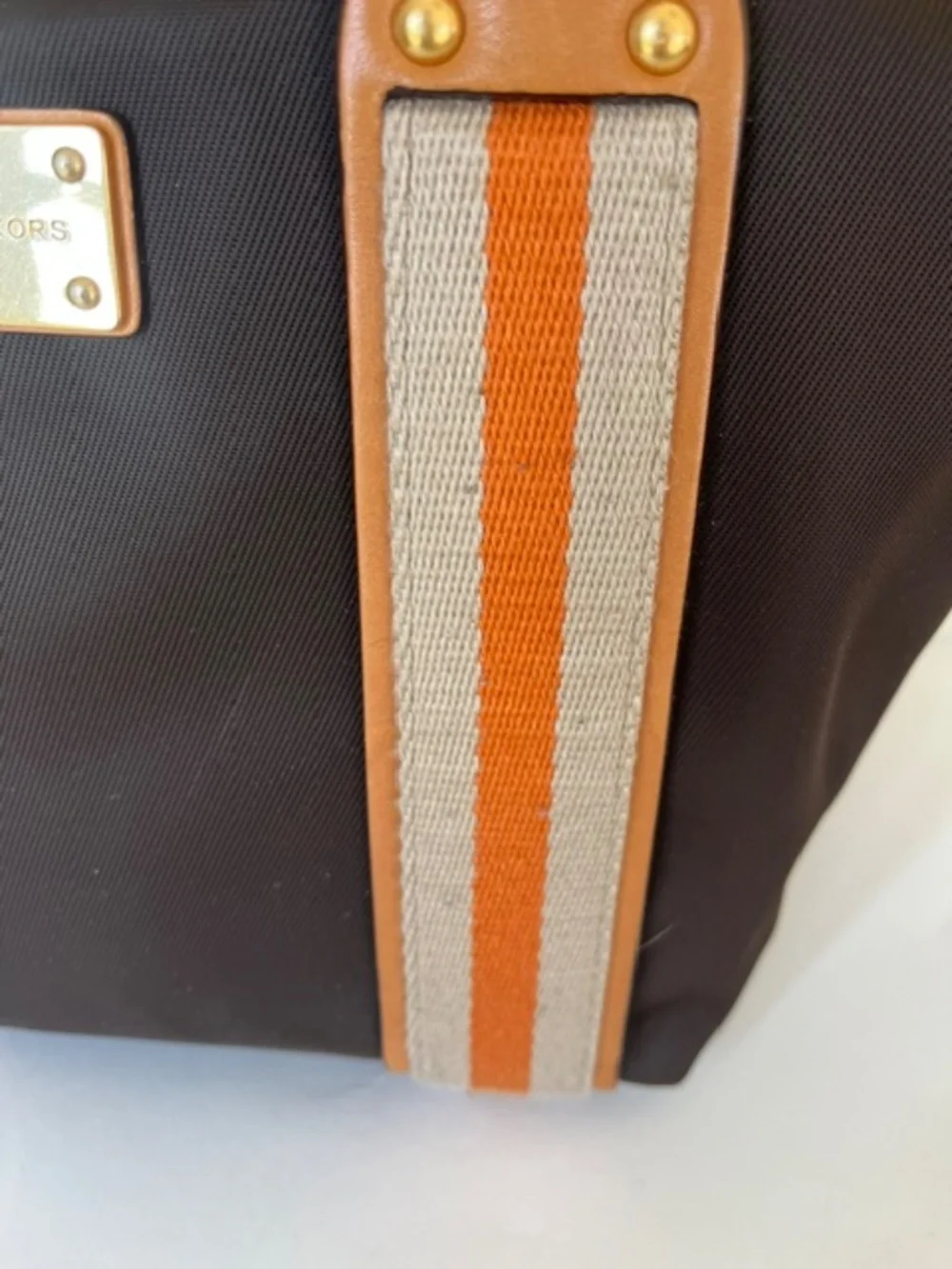 MICHAEL KORS Brown Orange Beige Hand Bag With Leather Handles - Picture 4 of 11